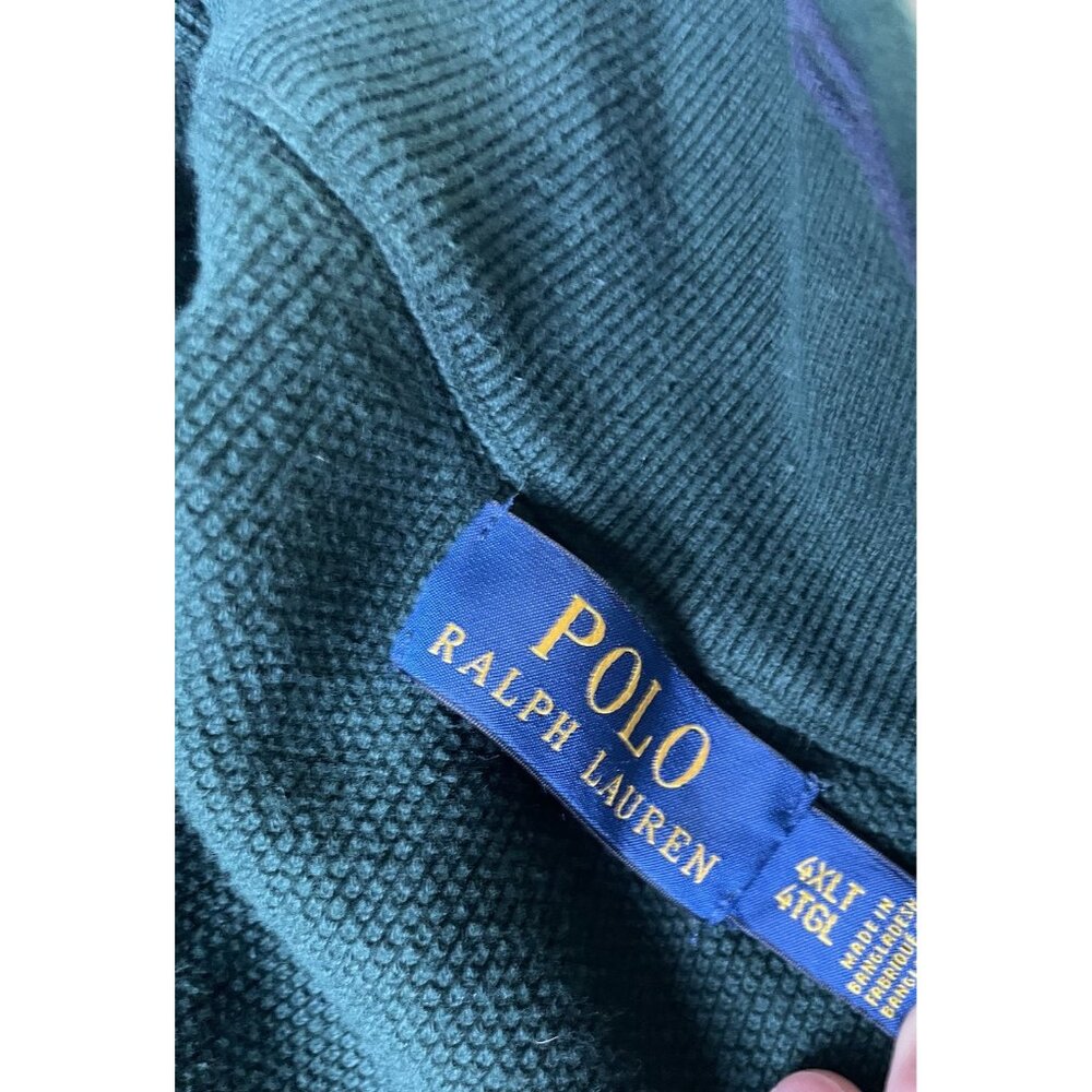 Vintage Polo Ralph Lauren 1/4 Quarter Zip Pullover Sweater Green 4XLT - Picture 3 of 6